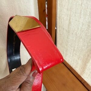 Christian Dior vintage red patent leather belt